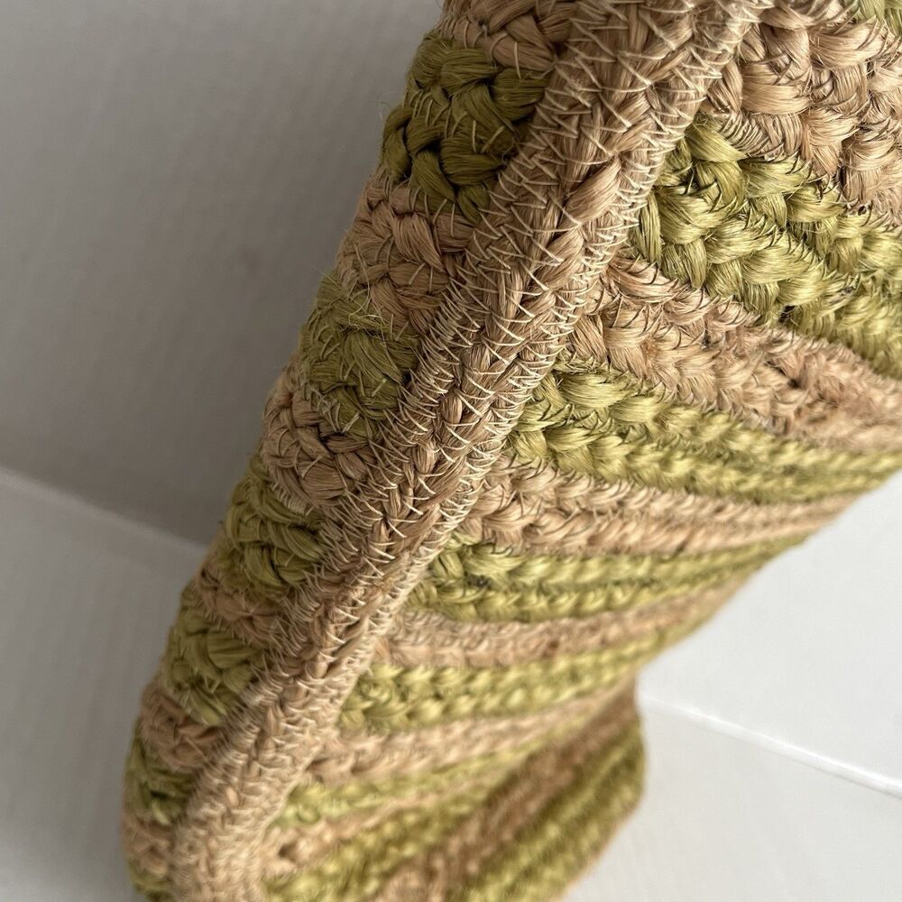 ANTIK KRAFT Woven Jute Tote Bag Wood Handles Beach Boho Market Basket Coastal - Picture 13 of 16
